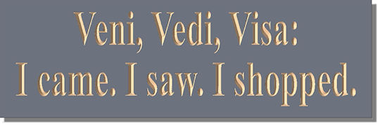 Veni, Vedi, Visa:  I came I saw I shopped